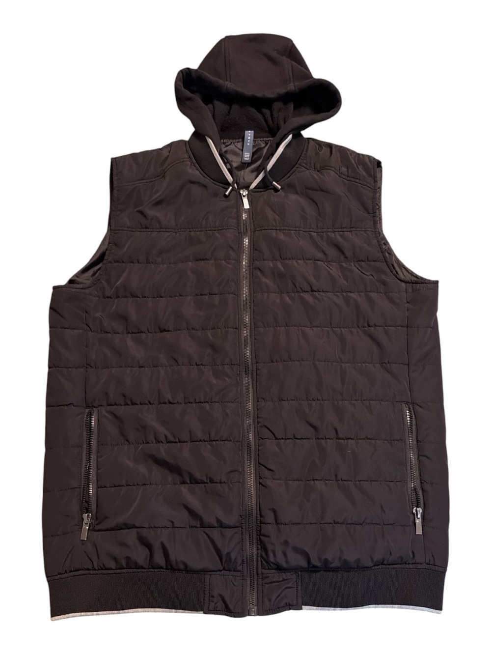 ZARA MAN weather rain resistant hiking Black Puffer Vest zip hoodie outdoors xxl
